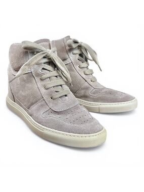 Woman By Common Projects Taupe Suede High Top Wedge Sneakers 6